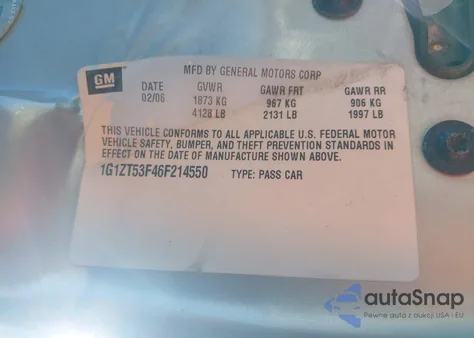 2006 Chevrolet Malibu Lt из США, поврежденный, VIN 1G1ZT53F46F214550